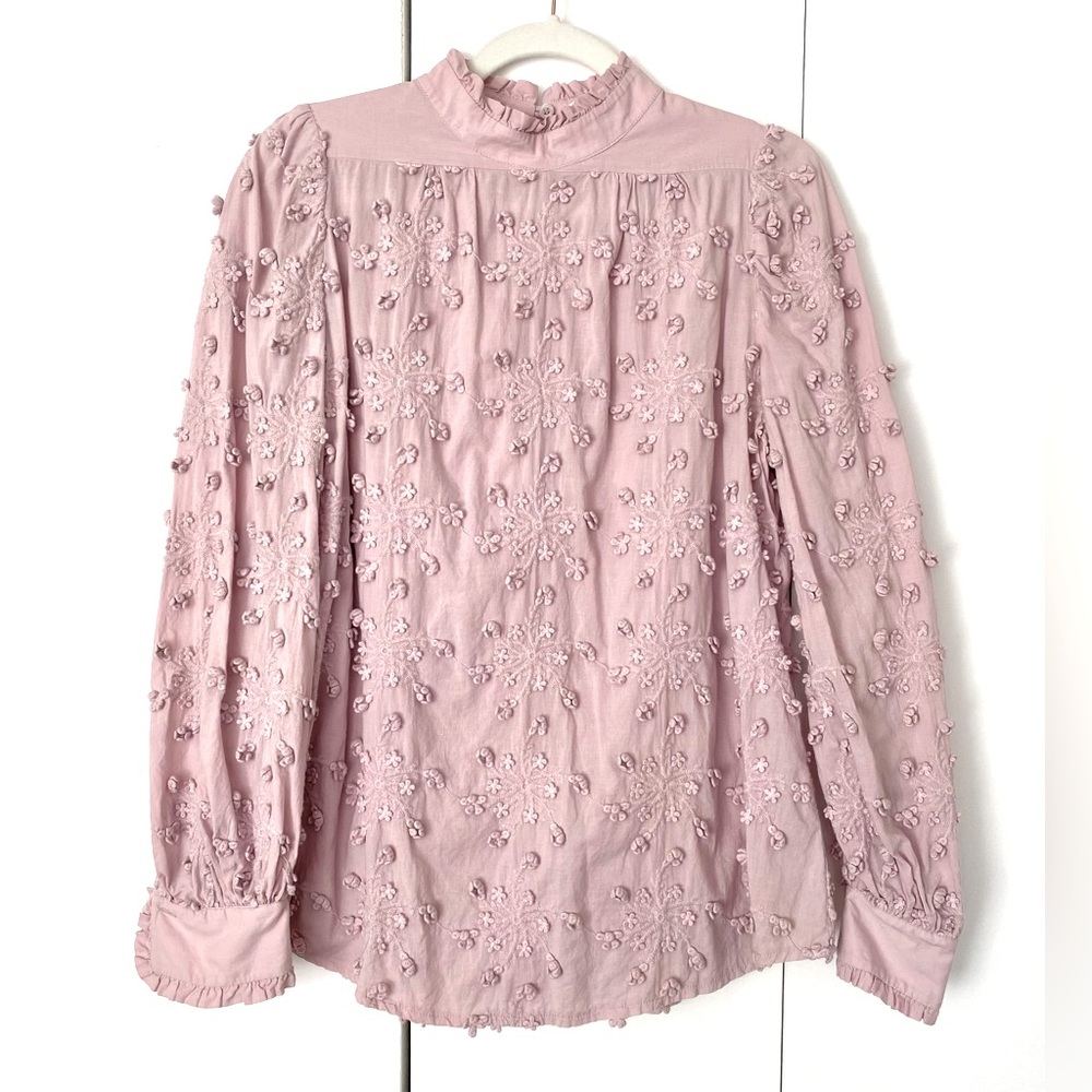 See by Chloe embroidered floral dusty lavender blouse